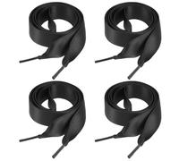 AOZUO 2 pares de cordones de cinta para zapatos, cordones planos de satén suave, cordones de zapatos de seda suave para zapatos y botas de patinaje, Negro -