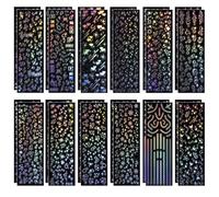 AOZUO 24 hojas de calcomanías holográficas Kpop, calcomanías coreanas para tarjetas fotográficas autoadhesivas transparentes con purpurina, calcomanías de estrella, luna, mariposa, calcomanías para