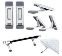 AOZUO 2pcs soporte para teclado y portátil, altura ajustable de 3 niveles, plegable, portátil, pequeño, con base de silicona antideslizante para todos los portátiles y teclados (plateado)