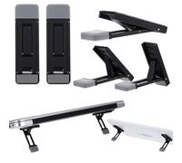 AOZUO 2pcs soporte para teclado y portátil, altura ajustable de 3 niveles, plegable, portátil, pequeño, con base de silicona antideslizante para todos los portátiles y teclados (negro)