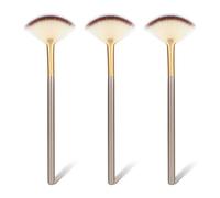AOZUO 3 brochas de maquillaje delgadas y suaves en forma de abanico para resaltador, cepillo de embalaje esponjoso, cepillos faciales aplicadores para esteticista, cosméticos, barro, crema, máscaras