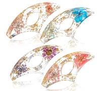 AOZUO 4 soportes para páginas de libros con flores secas, soporte de página transparente para libros, anillo de dedo para el pulgar brillante, hecho a mano, marcador de pulgar personalizado con