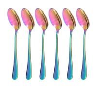 AOZUO 6 cucharas de café de 14 cm de acero inoxidable, cucharaditas de arco iris pequeñas cucharas para latte macchiato cucharas coloridas cucharas de postre con superficie de espejo cucharillas de