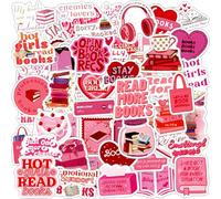 AOZUO 60 pegatinas de estilo Bookish rosa, pegatinas estéticas Bookish Stuff, pegatinas para Kindle, pegatinas de lectura para portátiles, álbumes de recortes, botellas de agua, monopatines, diario