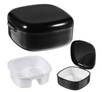 AOZUO Caja de tirantes, caja de retenedor, funda protectora bucal de ortodoncia con pantalla de filtro extraíble, funda alineadora para mujeres, hombres, adolescentes, adultos (negro)