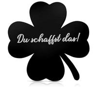 AOZUO Du Schaffst Das Glücksbringer,Vierblattriges Kleeblatt Glücksbringer Prüfung,Glücksbringer Operation Geschenke Prüfung Inhalt viel Glück Fürsorgliche Geschenk für Familie Freund (Schwarz)