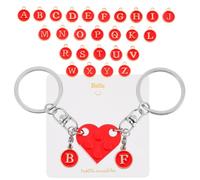 AOZUO Llavero a juego para parejas, llavero en forma de corazón de ladrillo, regalo DIY con corazón, juego de amor para amantes, novio, novia, día de San Valentín, aniversario, cumpleaños, rojo,