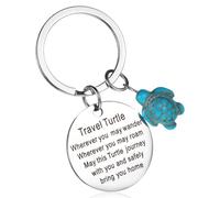 AOZUO Llavero con amuleto de la suerte de tortuga, llavero de tortuga de viaje, llavero de poesía para bolsos, accesorios, mochilas, regalos