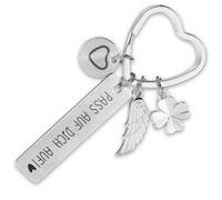 AOZUO Llavero de corazón astético con caja de regalo, llavero para coche, regalo grabado, tipo de letra grabada, regalo personalizado para licencia de conducir, cumpleaños, Navidad, mujeres, plata, 1
