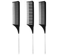 AOZUO Peine de mechas de 3 tamaños, peine de pelo profesional, antiestático, peineta para peluquería, juego de mechas, peine de tinte profesional (negro)