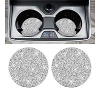 AOZUO Posavasos para automóvil, 2 portavasos con diamantes de imitación, antideslizantes, a prueba de golpes, portavasos para vehículos, tapete universal para bebidas, accesorios interiores
