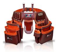 Ap-Leather Pro-302 - Cinturón de herramientas de cuero curtido al aceite, bolsa de herramientas de carpintero, cinturón de herramientas de 29 bolsillos con 4 bucles, carpintero, para 76.2 cm a 132.1