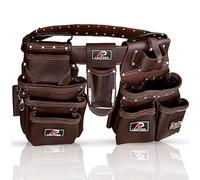 Ap-Leather Pro-302 - Cinturón de herramientas de cuero curtido al aceite, bolsa de herramientas de carpintero, cinturón de herramientas de 29 bolsillos con 4 bucles, carpintero, para 76.2 cm a 132.1