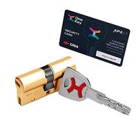 AP4S De Cisa 30x30 LEVA DE DOBLE EMBRAGUE Bombin De Seguridad Color Laton Reforzado Antirotura Antibumping Antitaladro Antiextracción Cerradura Puerta 5 Llaves El Cilindro Tarjeta