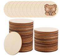 APACALI 100 discos de madera, discos de 7,6 cm con corteza, discos de madera para manualidades sin agujero, discos redondos de madera, círculos de madera sin terminar para manualidades, bodas, centros