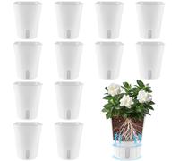 APACALI 12 macetas de 12,5 cm con sistema de riego, maceta de autoriego con indicador de nivel de agua, maceta para hierbas de cocina con sistema de riego, maceta para interior y balcón