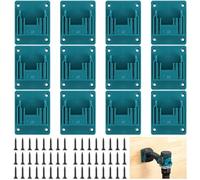 APACALI 12 soportes de pared para herramientas Makita de 18 V, taladro, portabaterías, con 48 tornillos, soporte para máquinas, taller, color azul, 14,4-18 V