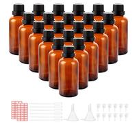 APACALI 24 botellas de cristal marrón, 50 ml, botella cuentagotas de cristal, botella de cristal ámbar, botella de farmacia, incluye pequeñas botellas de cristal, cuentagotas, tapón, embudo, jeringa