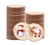 APACALI 30 discos de madera para manualidades, discos de madera de 7-8 cm para manualidades, sin agujero, discos redondos de madera, discos de 8 cm para bricolaje, bodas, centros de mesa de Navidad