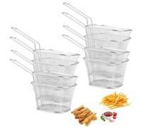 APACALI 8 cestas pequeñas para freír de acero inoxidable, mini cestas para freír para servir, patatas fritas con asa, cestas para patatas fritas, camarones, aros de cebolla