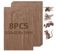 APACALI 8 láminas de madera contrachapada A4 de 3 mm, 300 x 200 mm, madera de nogal, láminas de madera para manualidades, contrachapado de abedul, placas de madera para manualidades para proyectos