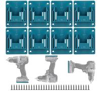APACALI 8 soportes de pared porta herramientas, taladro, portabaterías, con 32 tornillos, soporte para máquinas, taller, color azul, 14,4-18 V