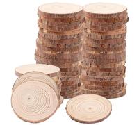 APACALI Pack de 50 Discos de Madera, Discos de Árbol de 6-7 cm con Corteza, Discos de Madera para Manualidades sin Agujero, Discos Redondos de Troncos de Madera, Círculos de Madera sin Terminar para