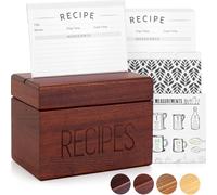 Apace Living Caja de recetas Sapele con tarjetas y divisores de Apace - Caja para tarjetas de madera de estilo vintage de 4 x 6 con soporte para recetas - Exclusivamente de la colección Premier