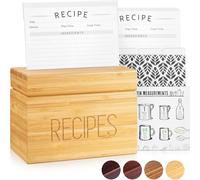 Apace Living Caja de recetas tarjetas y separadores de Apace - Caja de tarjetas de madera de estilo vintage de 4 x 6 con soporte para recetas - Exclusivamente de la colección Premier (Bamboo)