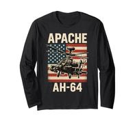 Apache AH 64 USA American Flag United States Patriotic Manga Larga