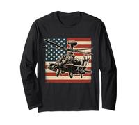 Apache AH 64 USA American Flag United States Patriotic Manga Larga
