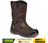 Apache Botas Cuero Marrón Impermeable Seguridad Protector Puntera de Acero &