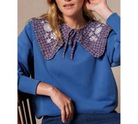 APACHES COLLECTIONS Cuello Bordado Desmontable, KALINDRA. Talla talla única. Color Cuadros Azul Rojo