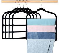 Apaichang Percha para pantalones que ahorra espacio, organizador de almacenamiento de armario, perchas antideslizantes de terciopelo con 4 capas para bufandas, cinturones, corbatas, toallas