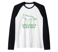 Apalaches Black Dogs Muerte de Ojos ardientes Montaña del presagio Camiseta Manga Raglan