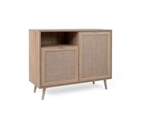 Aparador 2 puertas 1 balda 101 cm - impresión efecto ratán