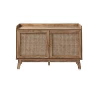 Calicosy - Aparador de 2 puertas - Decoración de madera - Cannage Ratán - Paneles de partículas - Botones de metal - Bandeja con borde - Sala de estar, entrada, dormitorio - Contemporáneo y exótico -