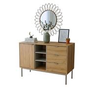 Aparador 3 cajones, buffet salón, armario auxiliar sforza salón comedor roble natural 120x75x40 cm