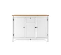 Aparador 3 puertas 1 cajón 120 cm - acabado blanco y madera