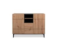 Aparador 3 puertas 2 baldas 120 cm - acabado madera y negro