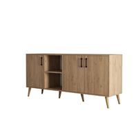 Aparador 3 puertas y 2 nichos abiertos decorado en madera de roble l180 cm - exxen