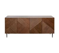 Aparador 4 puertas de madera oscura de roble macizo y metal negro 180 cm ARCHIPEL