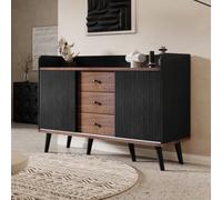 Aparador 80 x 117,5 x 40 cm, moderno color madera con estantes de almacenamiento, armario de comedor con puertas y cajones de almacenamiento, armario de pasillo para salón, comedor y dormitorio, negro