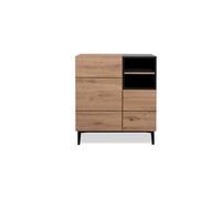 Aparador alto 2 puertas 2 baldas 80 cm - acabado madera y negro