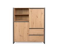 Aparador alto 2 puertas 2 cajones 120 cm - acabado madera clara