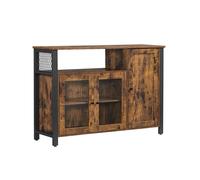 VASAGLE Aparador, Armario de Cocina, Armario de Almacenaje, con 3 Puertas, para Salón, Cocina, Comedor, 33 x 110 x 75 cm, Estilo Casa de Campo, Marrón Rústico y Negro LSC096B01