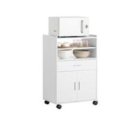 Aparador auxiliar bajo de cocina para microondas,con 2 puertas y 1 cajón fsb09-w sobuy 59 cm
