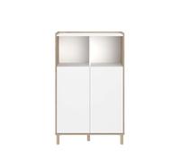 Aparador azzaro de salón comedor estilo nórdico en color roble japonés y blanco con 2 puertas y 2 huecos abiertos 84x135x40 cm 135 cm