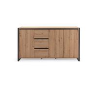Aparador bajo 3 puertas 3 cajones 160 cm - acabado madera clara