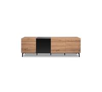 Aparador bajo 4 puertas 200 cm - acabado madera y negro